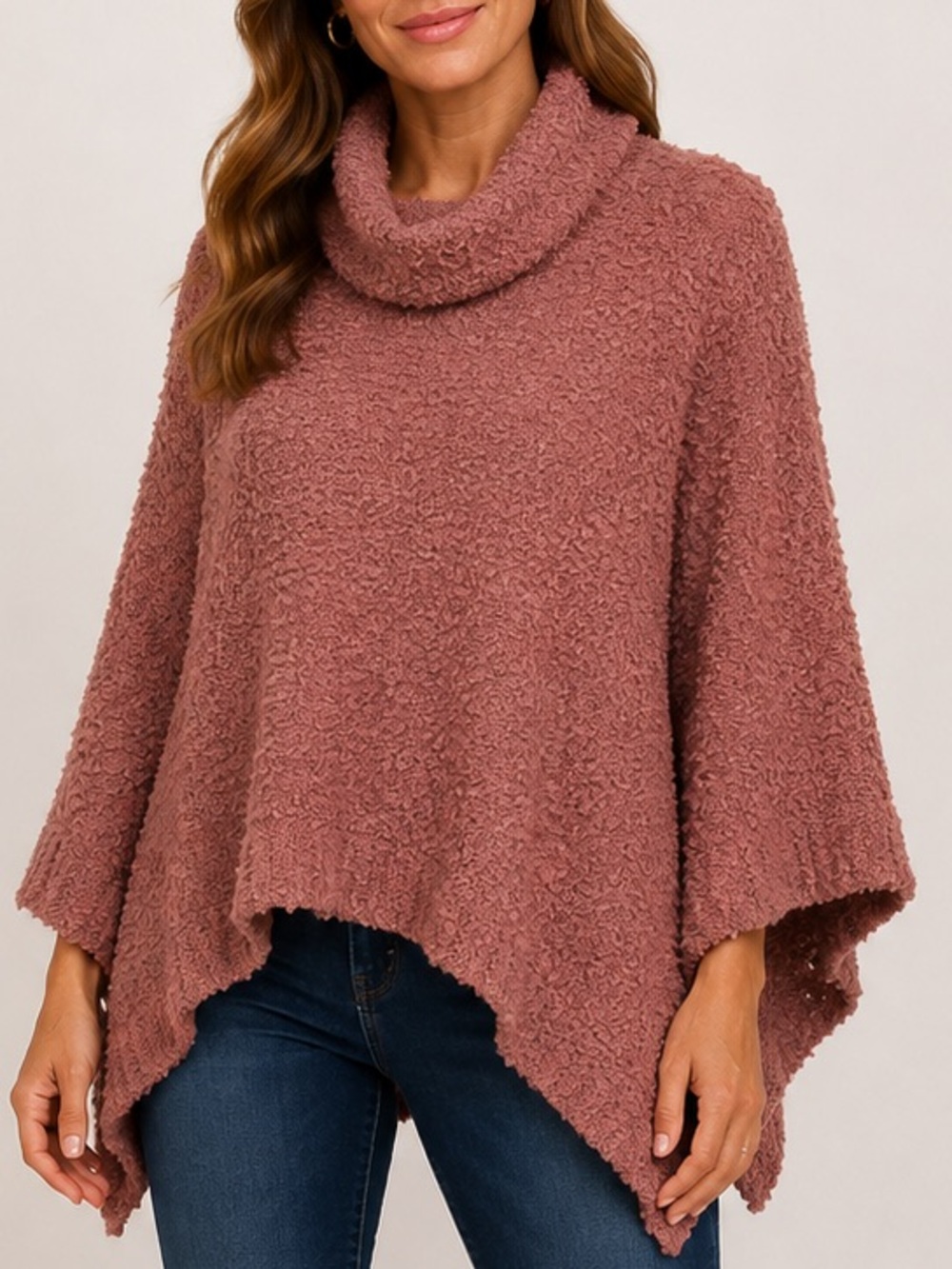 Pink Rose Textured Mauve Poncho